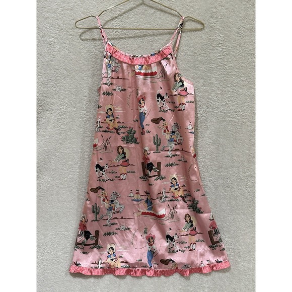 Nick & Nora Other - Nick & Nora Sleepwear Retro Western Pink Cowgirl Pinup Pajama Slip Dress XL - 16